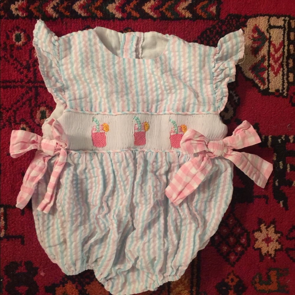 Smocked pink lemonade bubble 6m - so sweet!